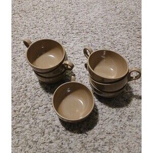 7‎ Vintage MCM Caramel Melamine Melmac Coffee Tea Cups Mid Century